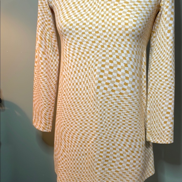 ZARA Elegant wellow and White Checkered Dress - Picture 3 of 4